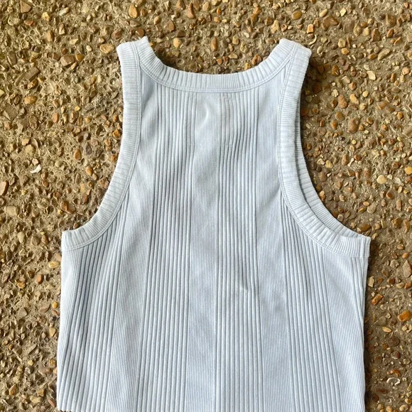 aerie light blue ribbed tank size l - Picture 2 of 4